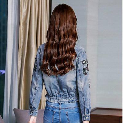 ÁO KHOÁC JEAN CỔ TRỤ TAY THÊU HOA - NK321
